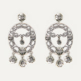 Petite Oval Moon with flowers Earrings