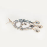 Petite Oval Moon with flowers Earrings