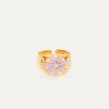 Anillo Sello Flor Fenicia esmaltada