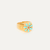 Anillo Sello Flor Fenicia esmaltada