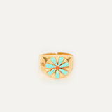 Anillo Sello Flor Fenicia esmaltada