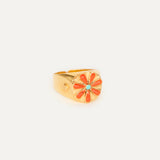 Anillo Sello Flor Fenicia esmaltada