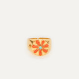 Anillo Sello Flor Fenicia esmaltada