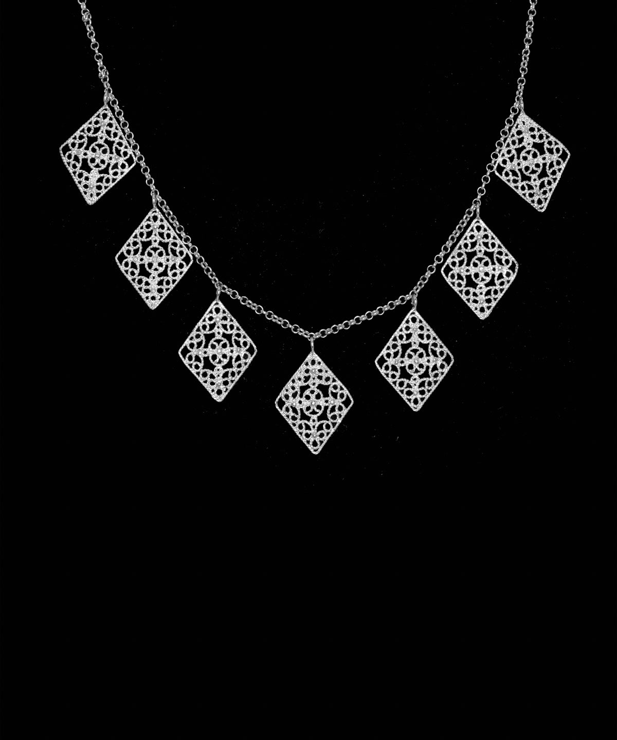 Seven Flat Rhomboids Necklace