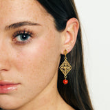 Pendientes Rombo Pla Petit con piedra