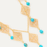 Collar Siete Rombos Pla Petit con piedras