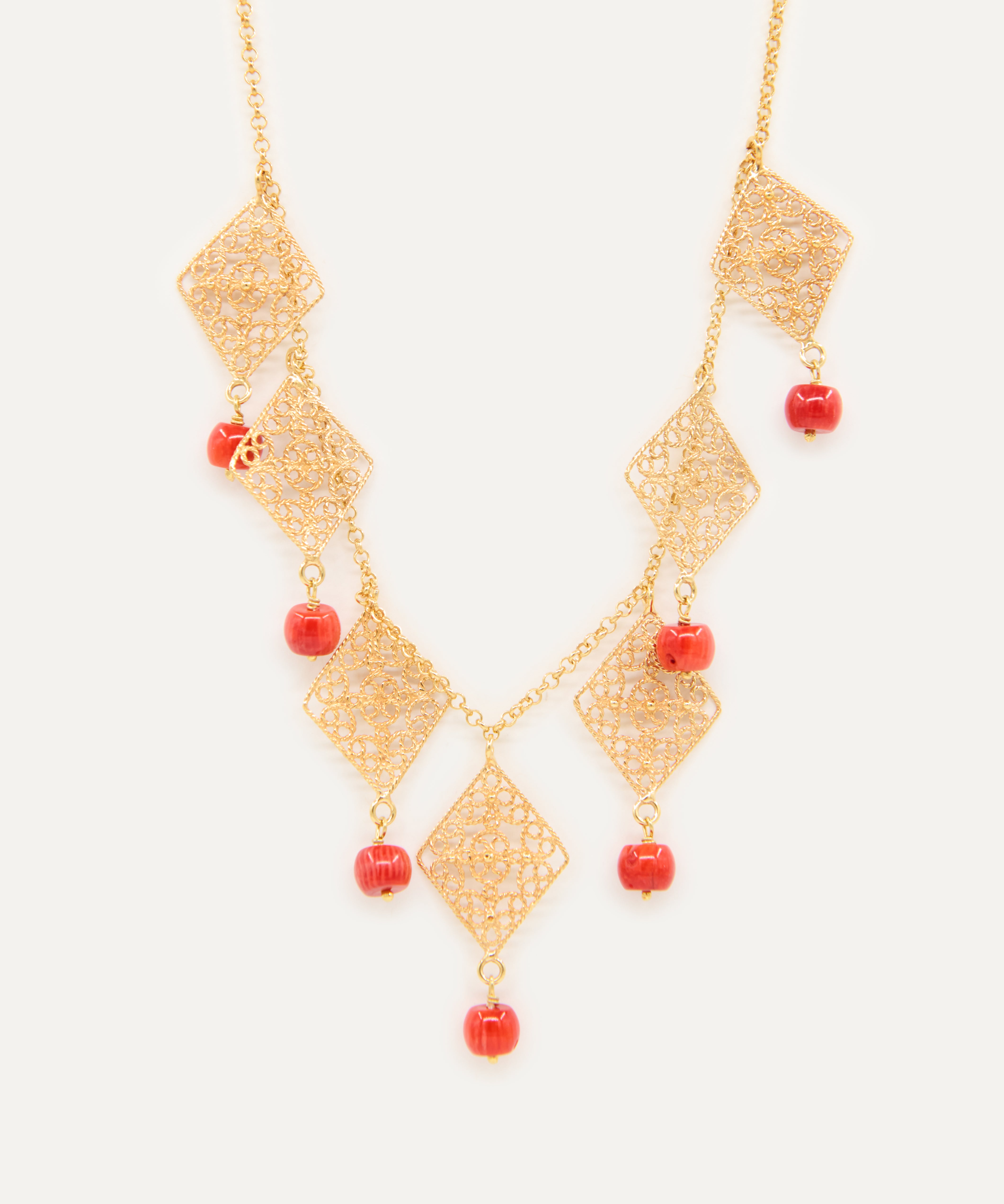 Collar Siete Rombos Pla Petit con piedras