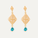 Pendientes Rombo Pla Petit con piedra