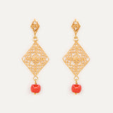 Pendientes Rombo Pla Petit con piedra