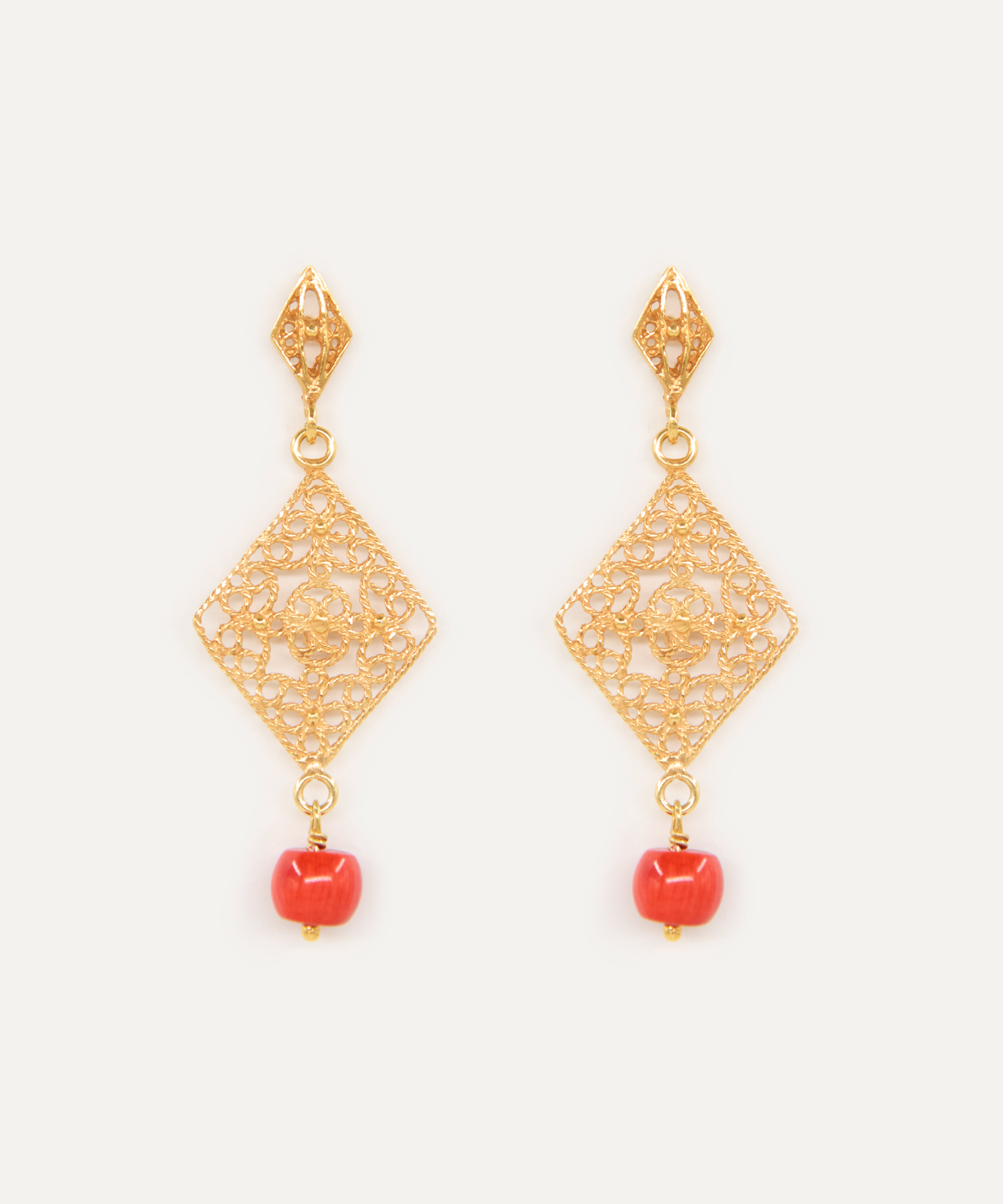 Pendientes Rombo Pla Petit con piedra