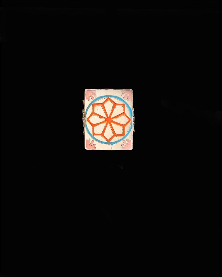 Anillo sello esmalte estrella de ocho puntas